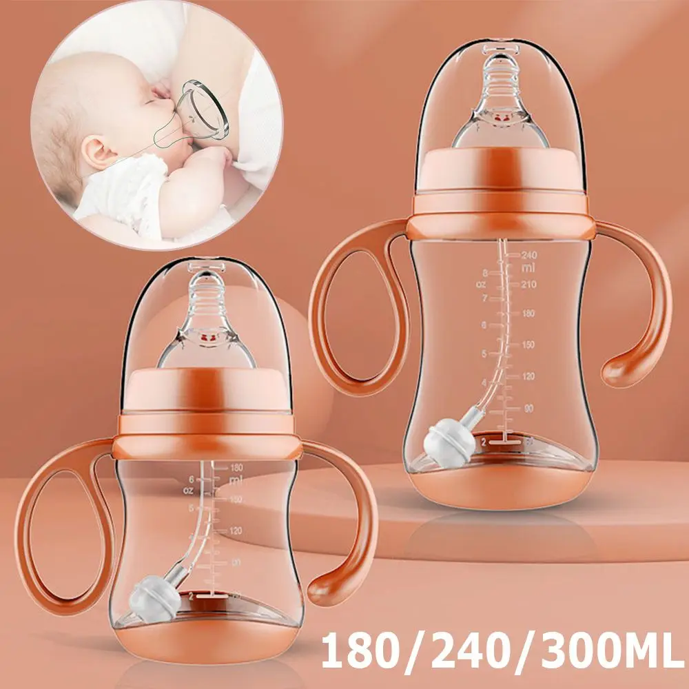 Safe PP Plastic Newborn Feeder Wide-Caliber Fruit Juice SIlicone Baby Bottle with Grip Milk Bottles Nipple Bottle Nursing Care