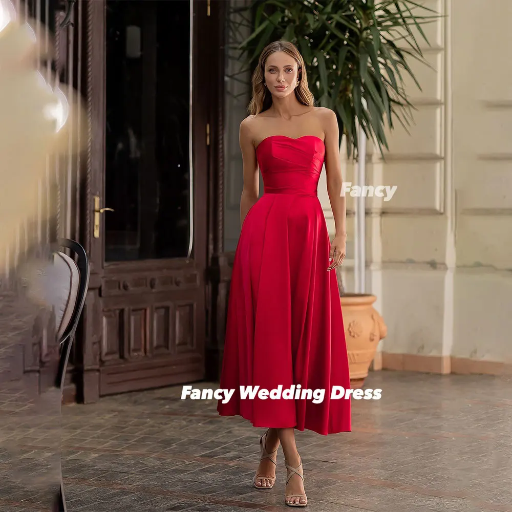 

Fancy Sexy Sweetheart Evening Dress A Line Tea Length Prom Gown Sleeveless Back Zip Customized Saudi Arabia Women Dresses