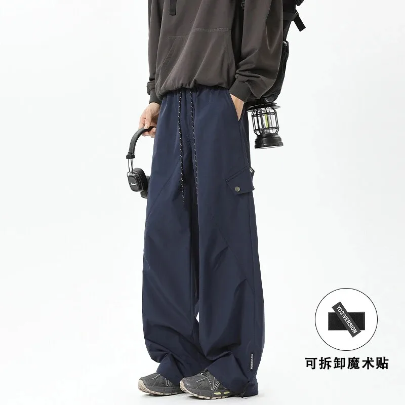 

Men's Techwear Wide-Leg Pants Detachable Velcro Cargo Trousers
