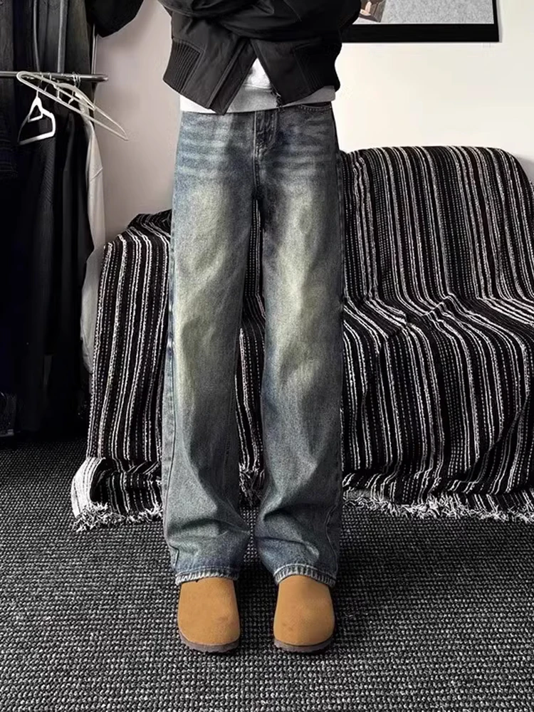 

Cleanfit Men's Fleece Lined Denim Jeans High Waist Bell Bottoms American High Street Style Winter Wear Youth Fashion