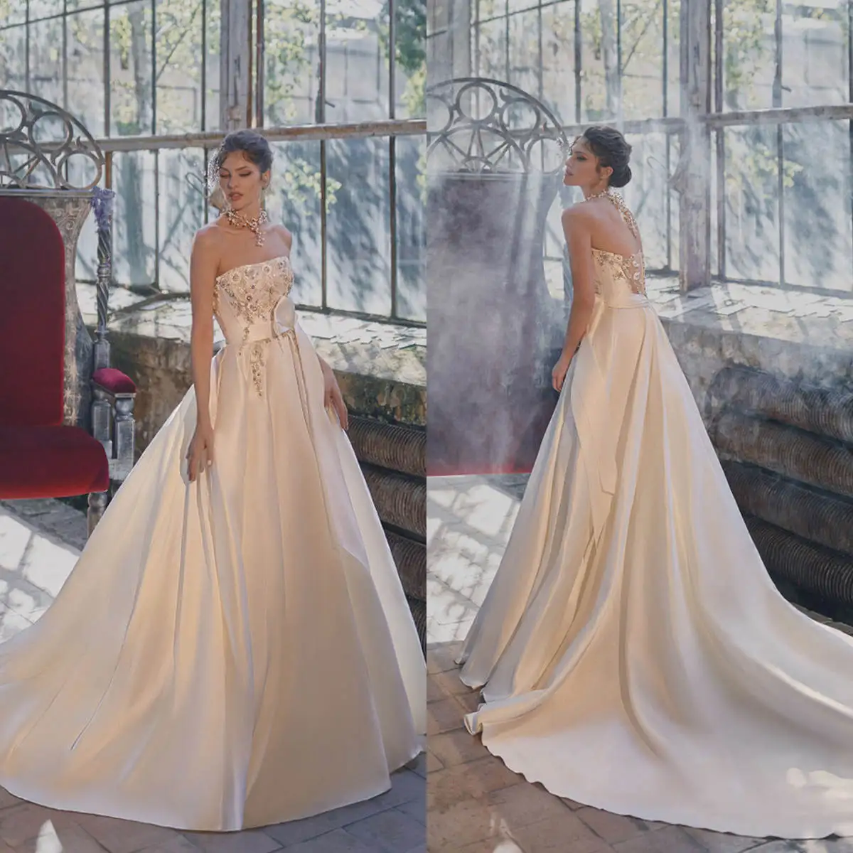 

Exquisite A Line Wedding Dress Off Shoulder Beading Sleeveless Bride Gowns Appliques Bow Strap At Waist Bridal Dresses
