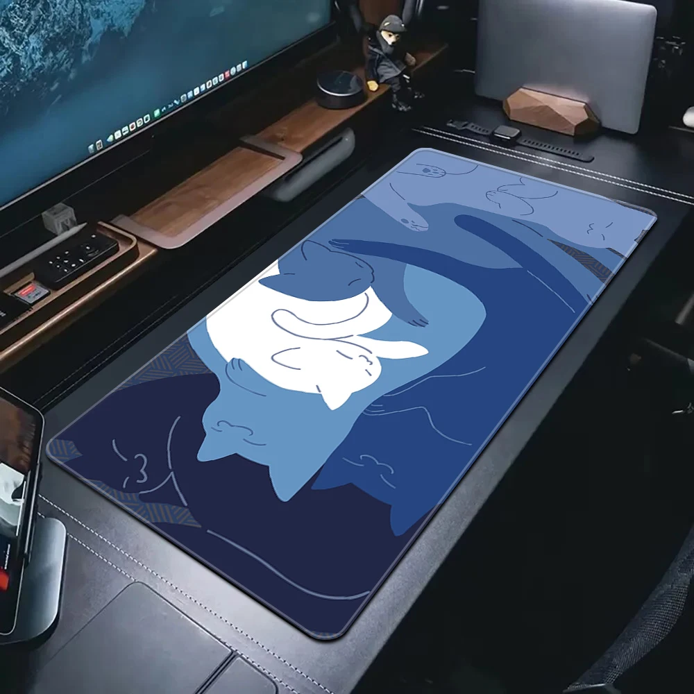 Cute Coffee Cat Rubber Mouse Pad, Kawaii Anime Desk Mat, Computer Gamer Mousepad, Laptop Desk, Home, Desktop Decoration