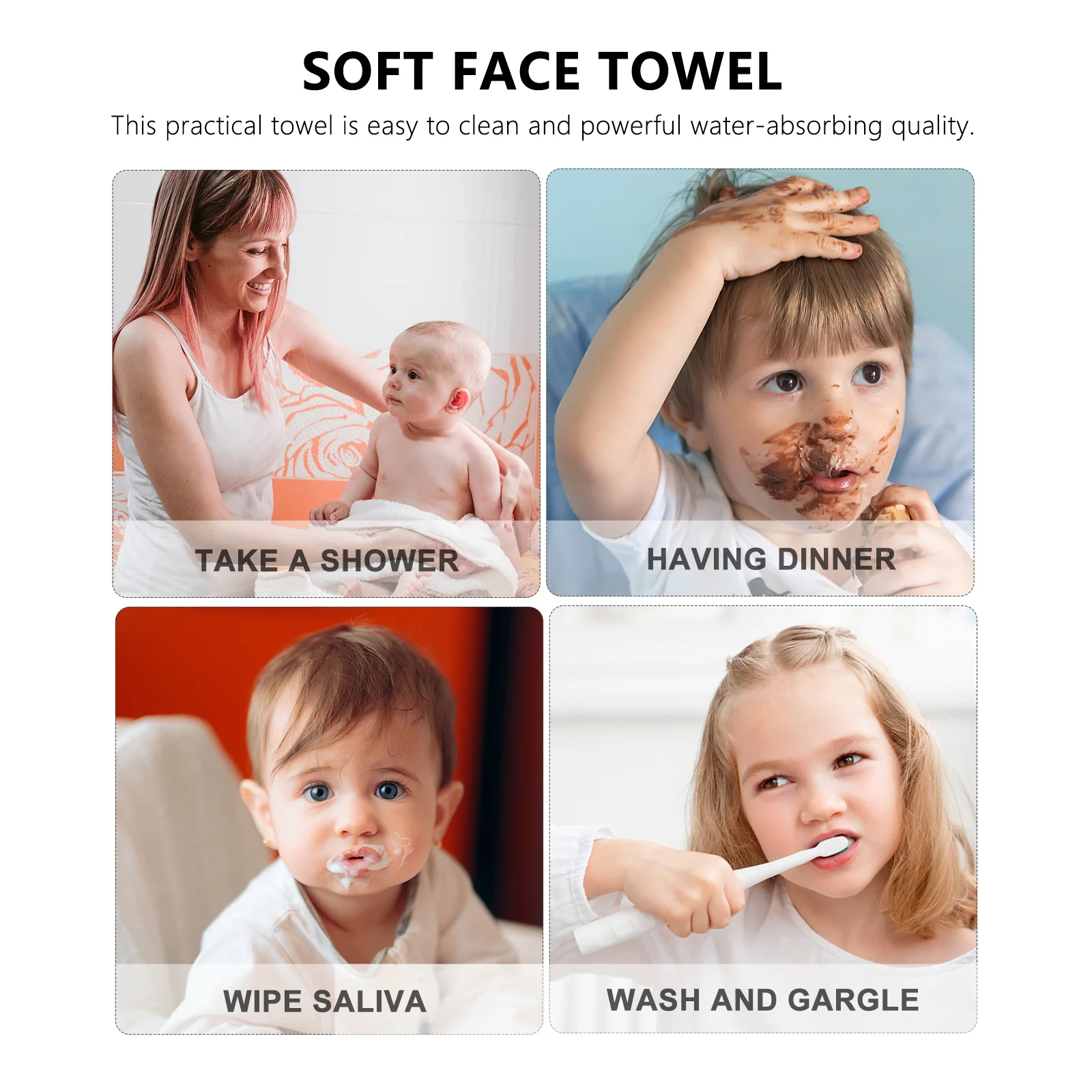 4Pcs Bamboo Fiber Towels Durable Long Lasting Use Unisex Boys Girls Promote Personality Bibs Drooling Towel Bamboo Fiber Towel