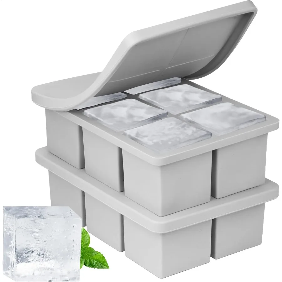 

Silicone Ice Cube Tray 2Pack Large Ice Cube Molds for Whiskey 2Inch Big Square Ice Trays for Freezing Whiskey Ice Cubes Mold fo