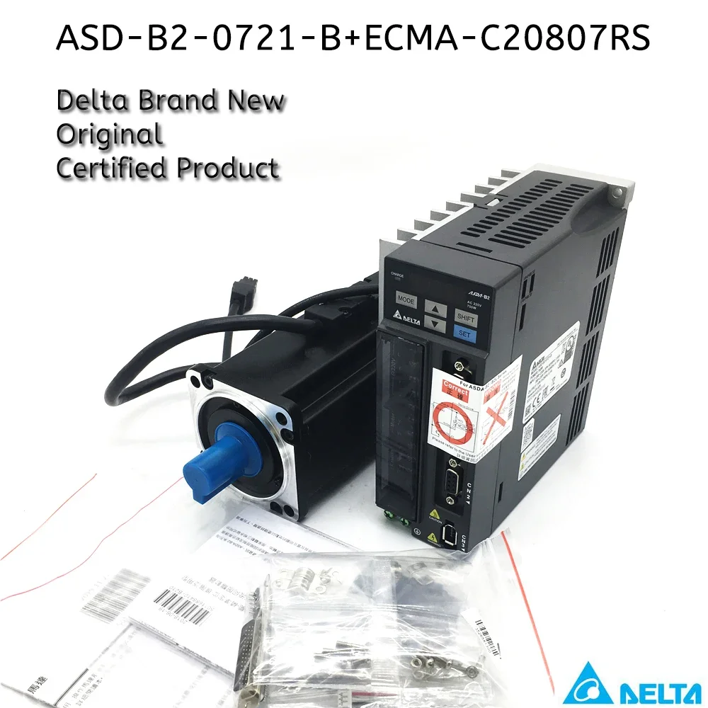 Delta 750W AC Servo Motor Driver Kit ASD-B2-0721-B ECMA-C20807RS ECMA-C20807SS Brake Motor 0.75KW 2.39NM 3000rpm 80MM & 3m Cable