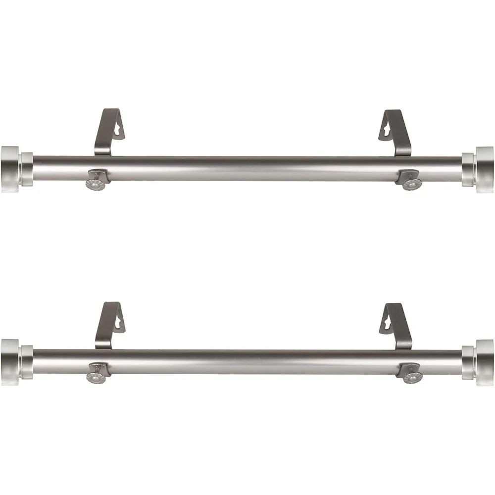 Zestaw podwójnych karniszy 30-50 cm do montażu z jednej strony, wykończenie satynowym niklem - nowoczesny wystrój domu