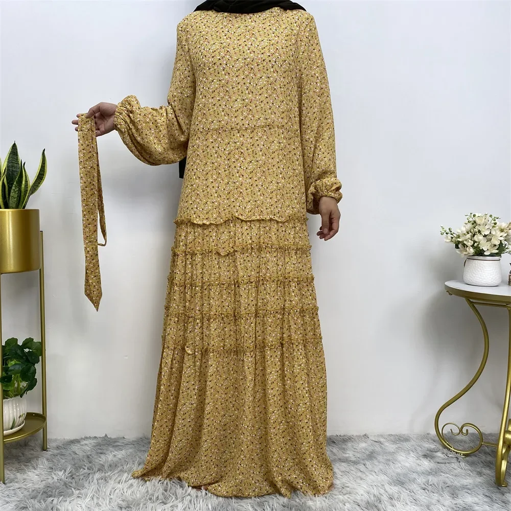 

Muslim Dress Floral Women Dubai Abaya Turkish Muslim Abaya Loose Islamic Clothing Abayas for Women Robes Pour Femme Musulmane