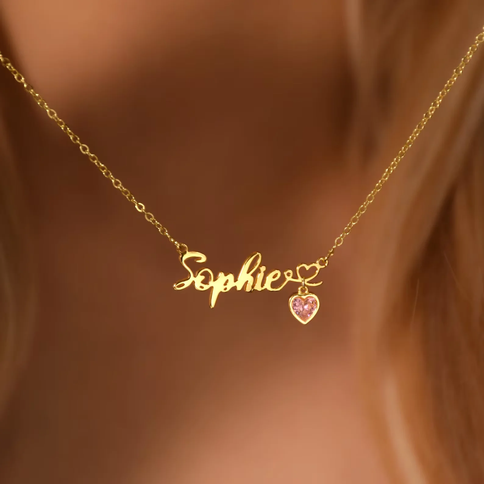 

Custom Heart Birthstone Name Necklaces for Women Stainless Steel Personalized Handmade Name Necklace Jewelry Christmas Gifts