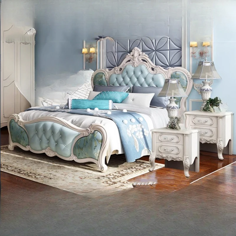 Juego de Dormitorio Europeo Queen Soft, Impermeable, con Almacenamiento Simple, Estilo Nórdico, Ahorro de Espacio, Muebles de Dormitorio Modernos