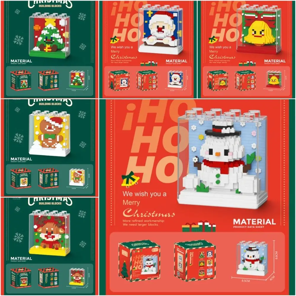 Mini Christmas Tree Christmas Building Blocks Acrylic Display Box Santa Claus Model Educational Building Blocks Micro Bricks