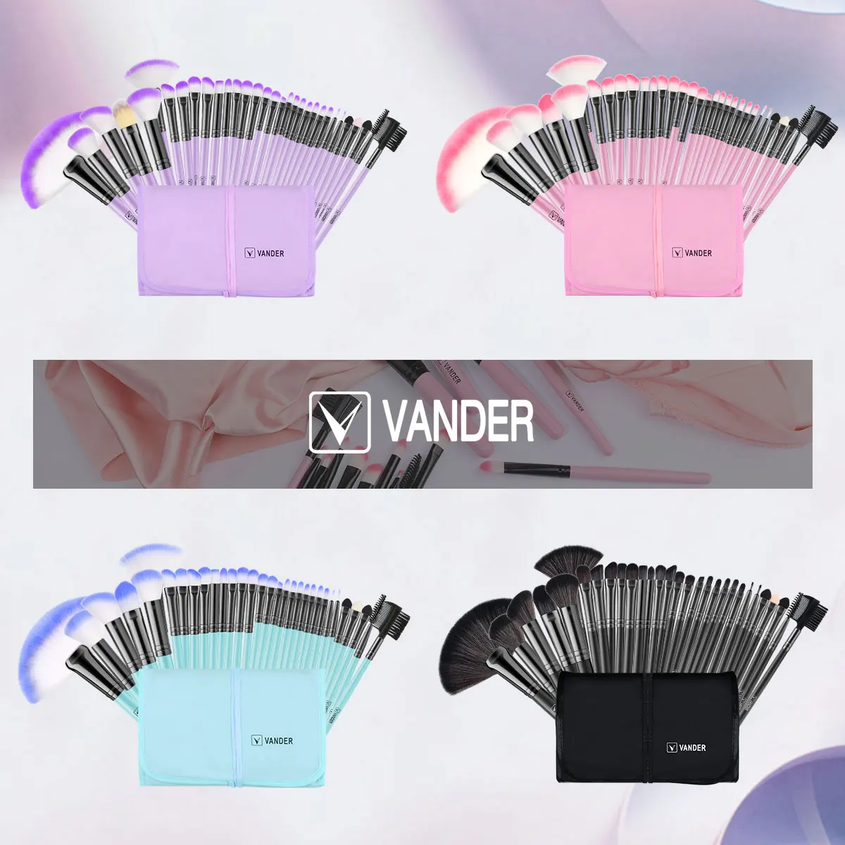 

VANDER 32PCS Professional Makeup Brush Set Soft Hair Powder Foundation Eyeshadow Lip Brush with a Cosmetic Bag