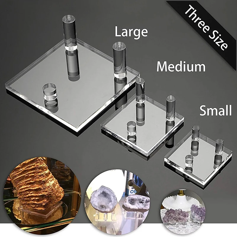 Acrylic Display Stand Holder Base Desktop Counter Organizer Shelf For Small Jewelry Accessories Minerals Specimens Geode Stone