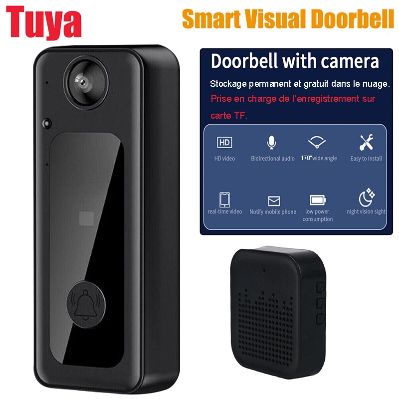 Tuya Smart Video Doorbell 1080P Wireless Doorbell Camera WiFi Smart Home Security Motion Detect Night Vision Intercom Door Bell