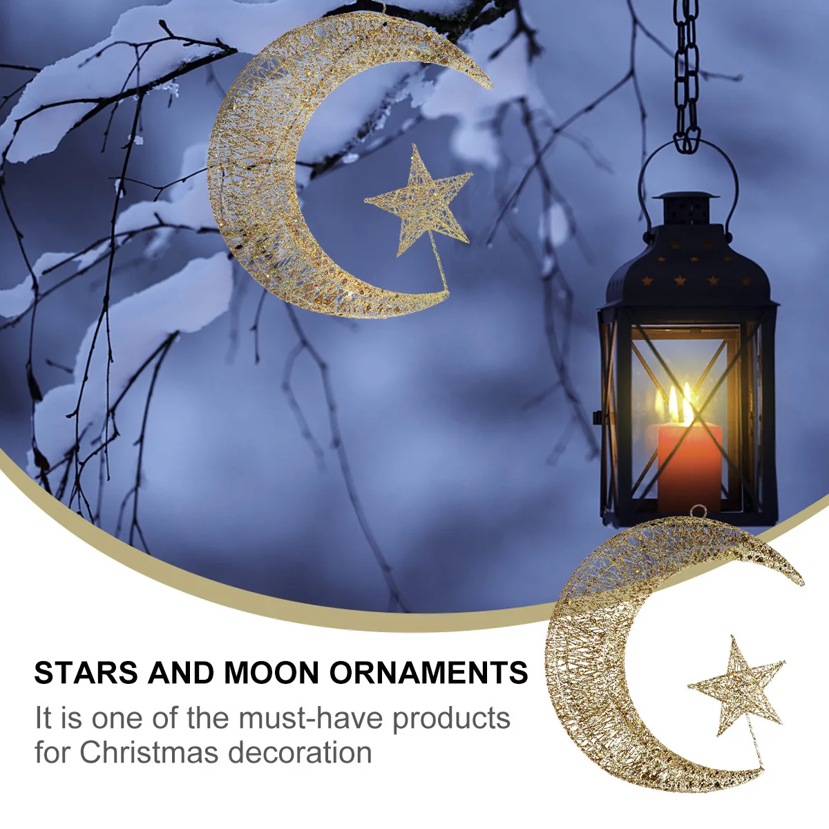 

1Pcs Iron Star Hanging Decor Moon Star Design Christmas Pendant 20cm Home Adornment Christmas Pendant Decor Hanging Photo Props