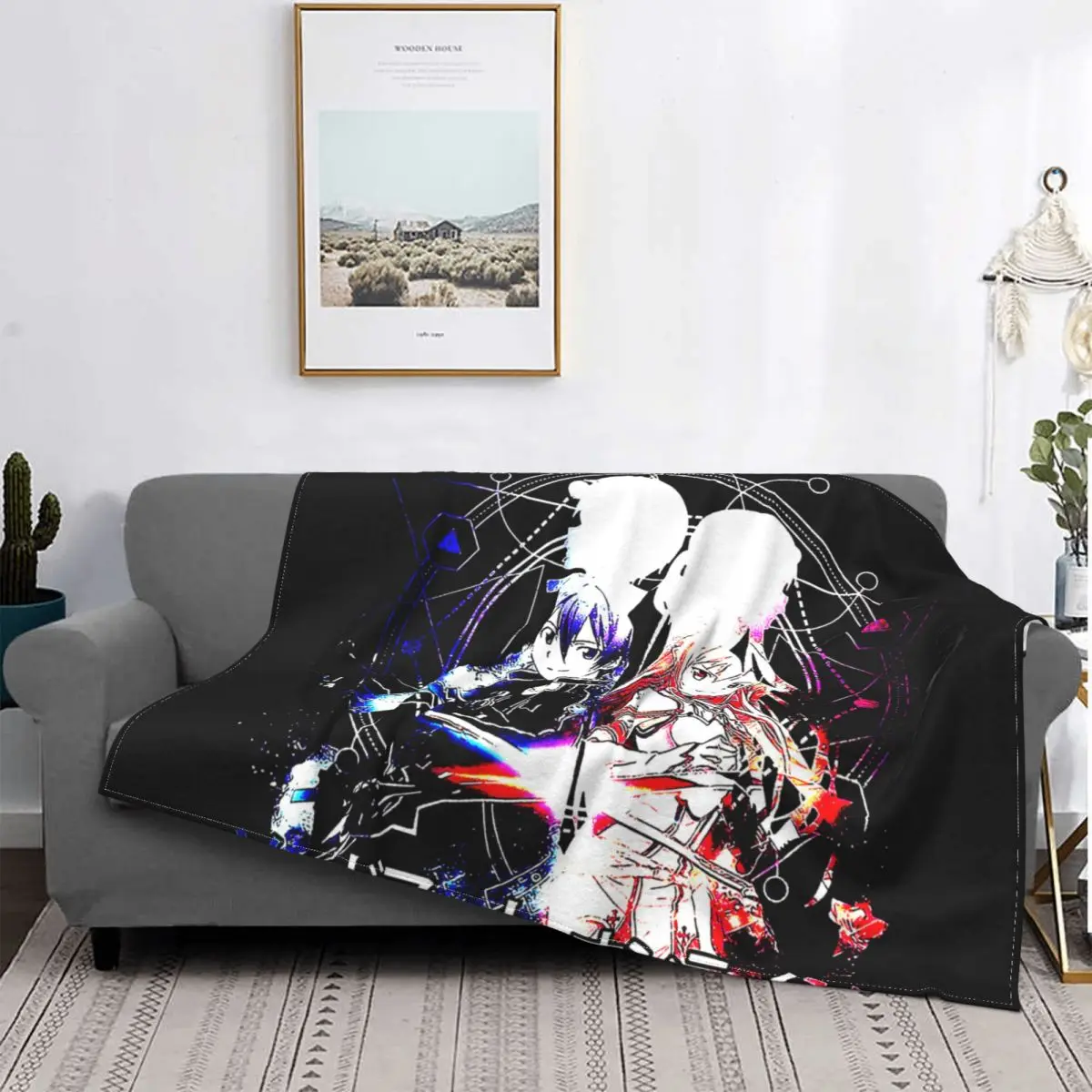 Sword Art Online Blanket Alicization Kirito Anime Series Flannel  Breathable Lightweight Throw Blankets For Bedding Bedspread