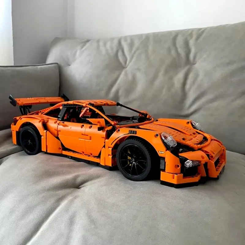 

2758pcsTechnology 1:8 Supercar Series 42056 Orange 911 GT3 Model Building Block Mechanical Set Assembly Toy Boy Birthday Gift