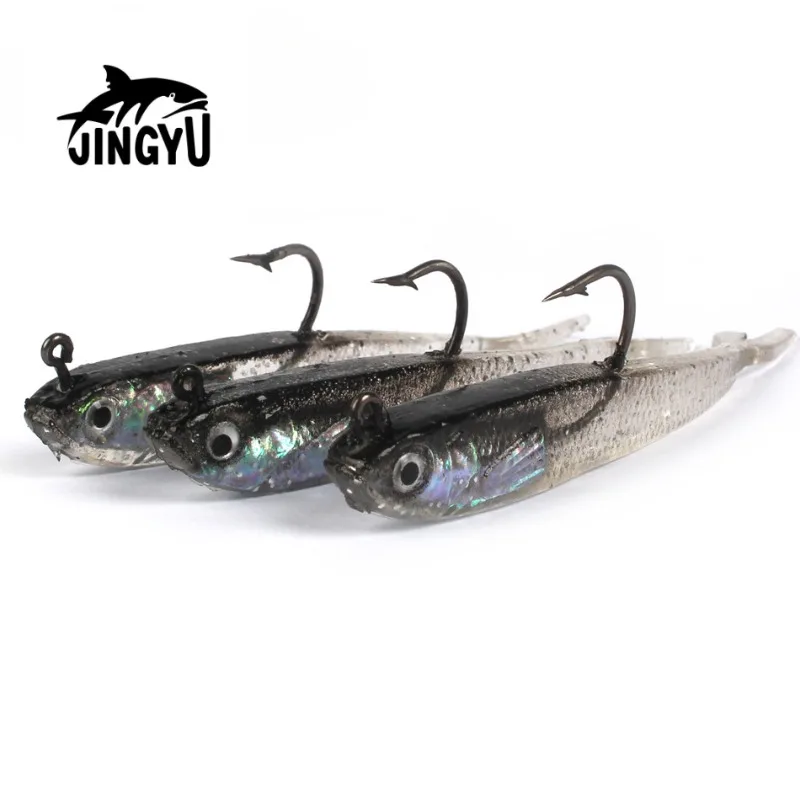 

JINGYU 10pcs/bag Soft Fishing Lure Artificial Bait Lead Head Soft Sea Bass Carp Fishing Lead Fish Jig 75mm 5.5g Bionic Bait