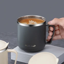 400ml 304 Stainless Steel Coffee Mugs Portable Cups Heat Insulation Anti-fall Thermos Mug Home with Cover and Handle Mug