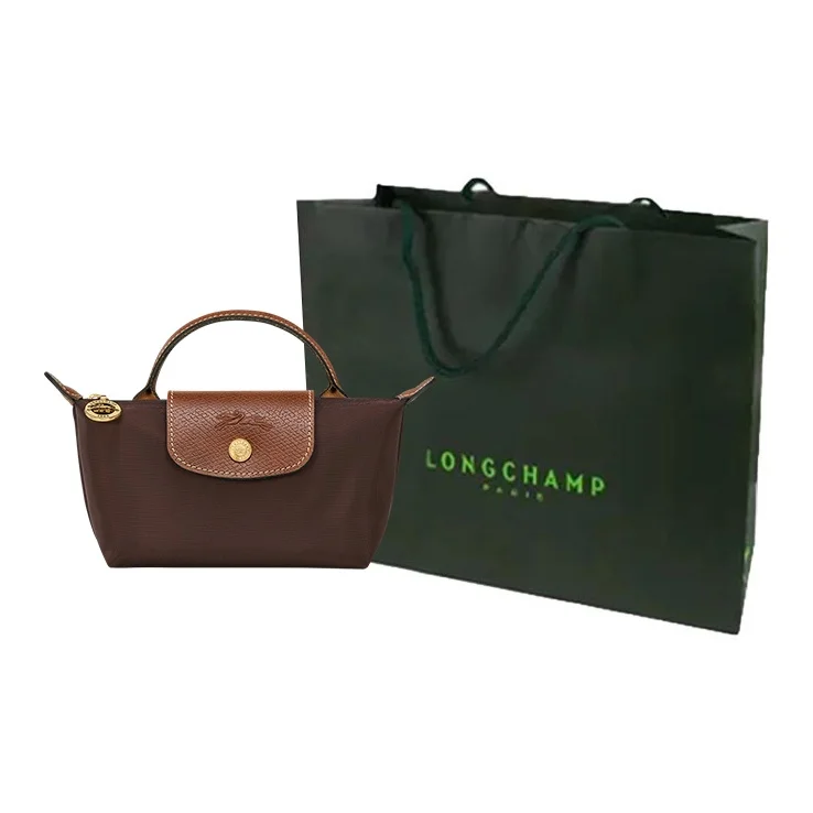 LONGCHAMP Fabric Cow Leather Dumpling Bag Makeup Bag Handbag Women's Tan 34175089P81