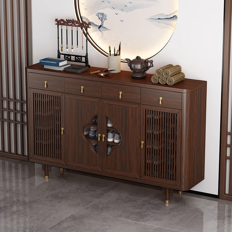 Adjustable multi-layer wooden shoe cabinet solid wood shoe rack