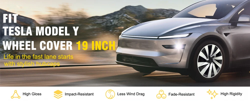 4PCS 19-Inch Wheel Cover for Tesla New Model Y Juniper Performance Hub Caps Crossflow Tire Hubcaps Full Rims Accessories 2025-26
