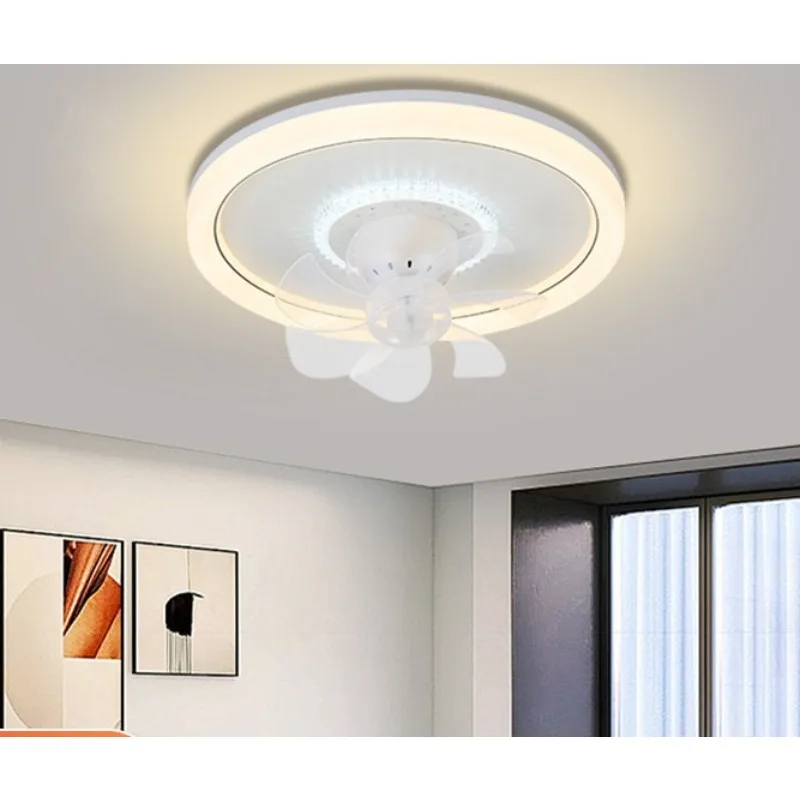 

Modern Ceiling Fan Light - Flush Mount Bedroom Fan Light, Remote Control, Warm White, Quiet ceiling fan with LED light