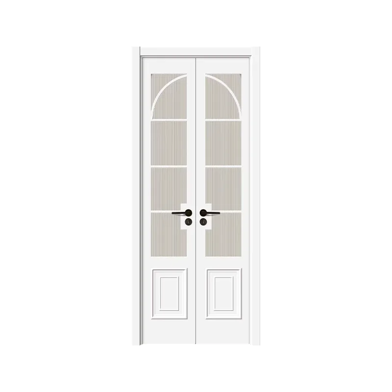 

Solid wood composite paint door French cream style bedroom door Changhong glass Double opposite