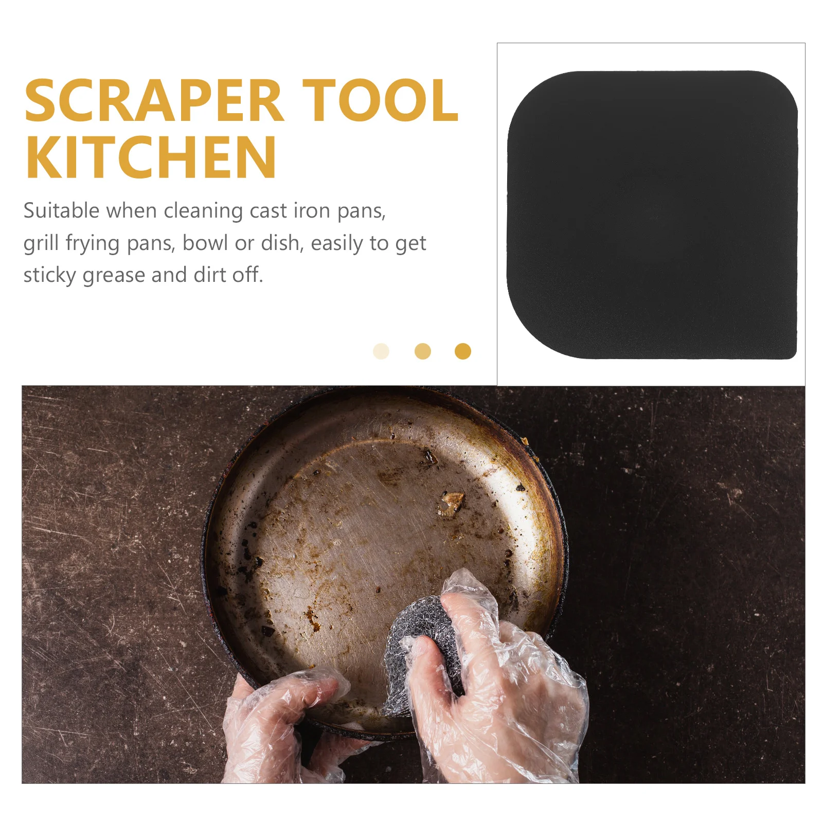 Kitchen Plastic Pan Scraper Reusable Pot Scrubber Non Scratch Cast Iron Cleaner Tool Scraper Tool Kitchen