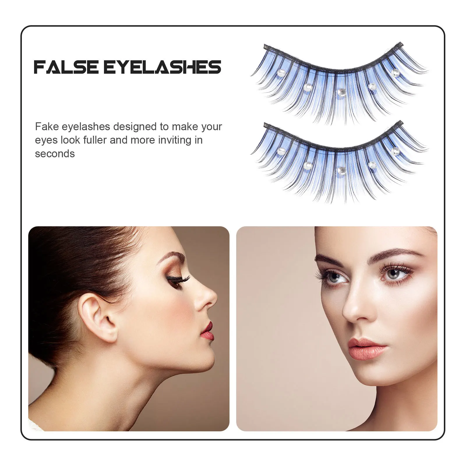 

Colored False Eyelash Extensions Rhinestone Festival Party Cosplay Lashes Blue Fake Lashes Stylish Eye Makeup Tools