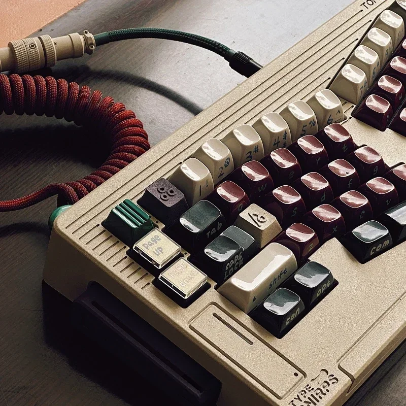 Спиральный кабель TypeC, механическая клавиатура, индивидуальная Ретро цветная схема, спиральный кабель, авиационный кабель, соединительная клавиатура, подарки ремесленников