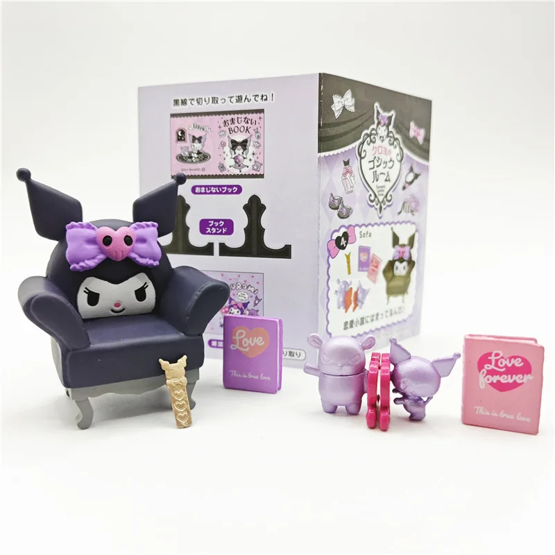 Sanrio Kuromi The Gothic Room Miniature Scene Blind Box Doll Cartoon Toy Model Ornaments Figures Children Christmas Gifts