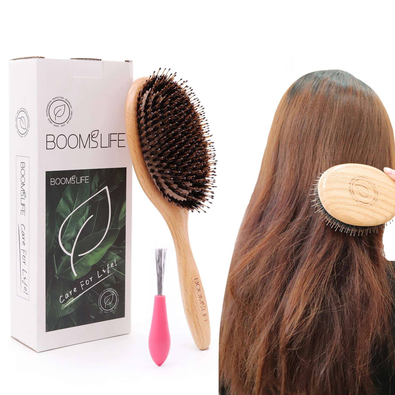 Cepillo De pelo con cerdas De jabalí, Peine De madera De roble para mujer, estilismo para el cabello, masaje del cuero cabelludo, cepillo para el cabello, accesorios De peluquero para salón De belleza