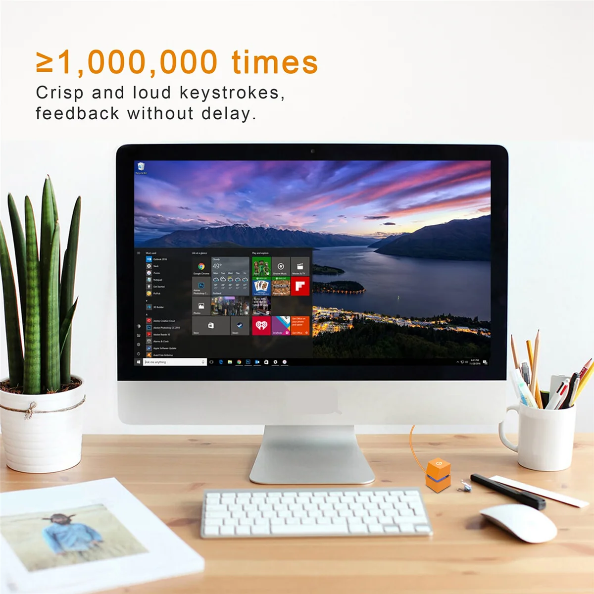 2M Computer Desktop Switch with Colorful LED Lights PC Motherboard External Start Power On/Off Button for Home Office