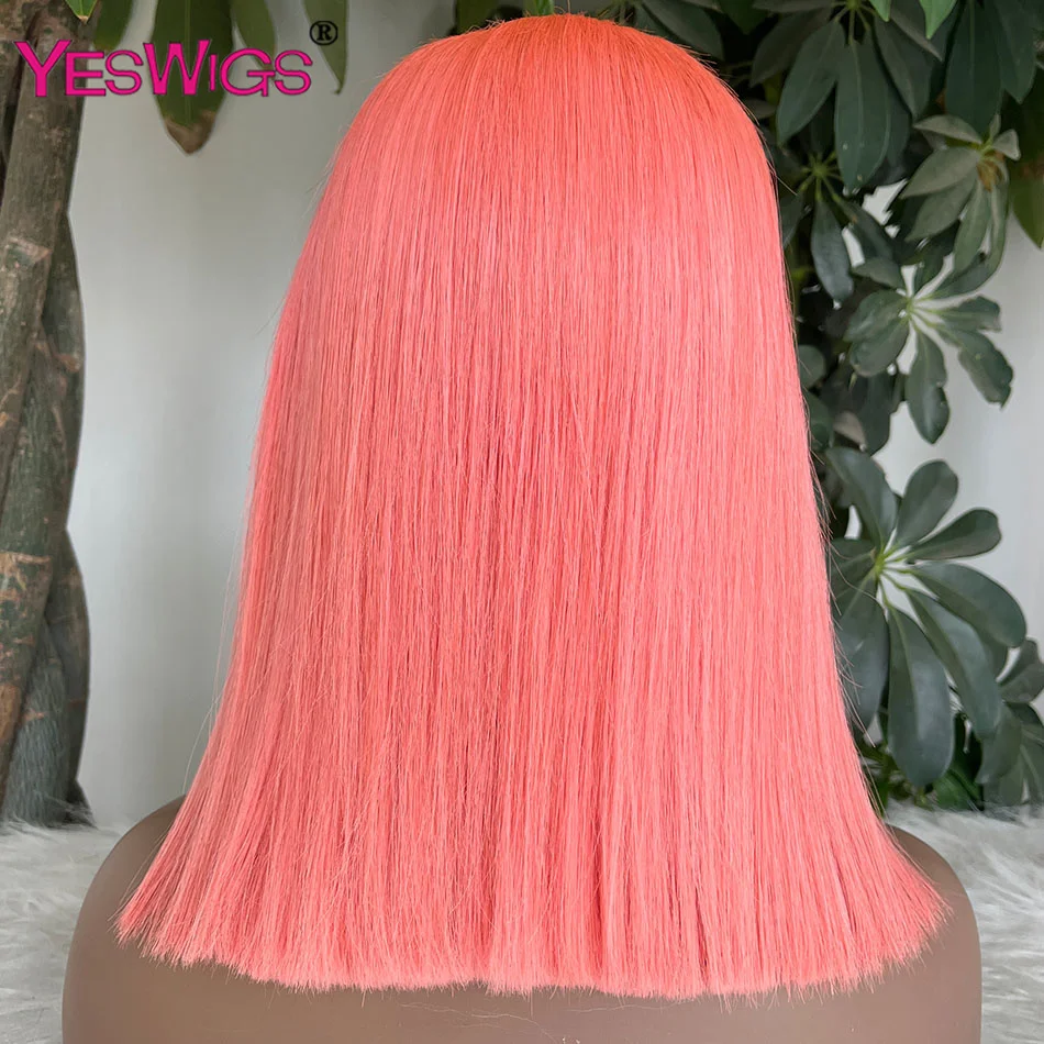 13x4 Short Bob Wig Hot Pink Red Burgundy Colored Lace Front Human Hair Wigs Bone Straight Bob Wig Lace Frontal Wigs For Women