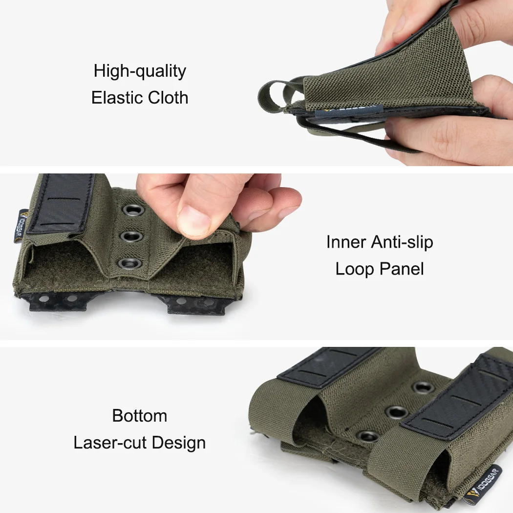 IDOGEAR Tactical Mag Pouch 9mm Double Mag Carrier Carbon Fiber MOLLE Pouch Camo 3590