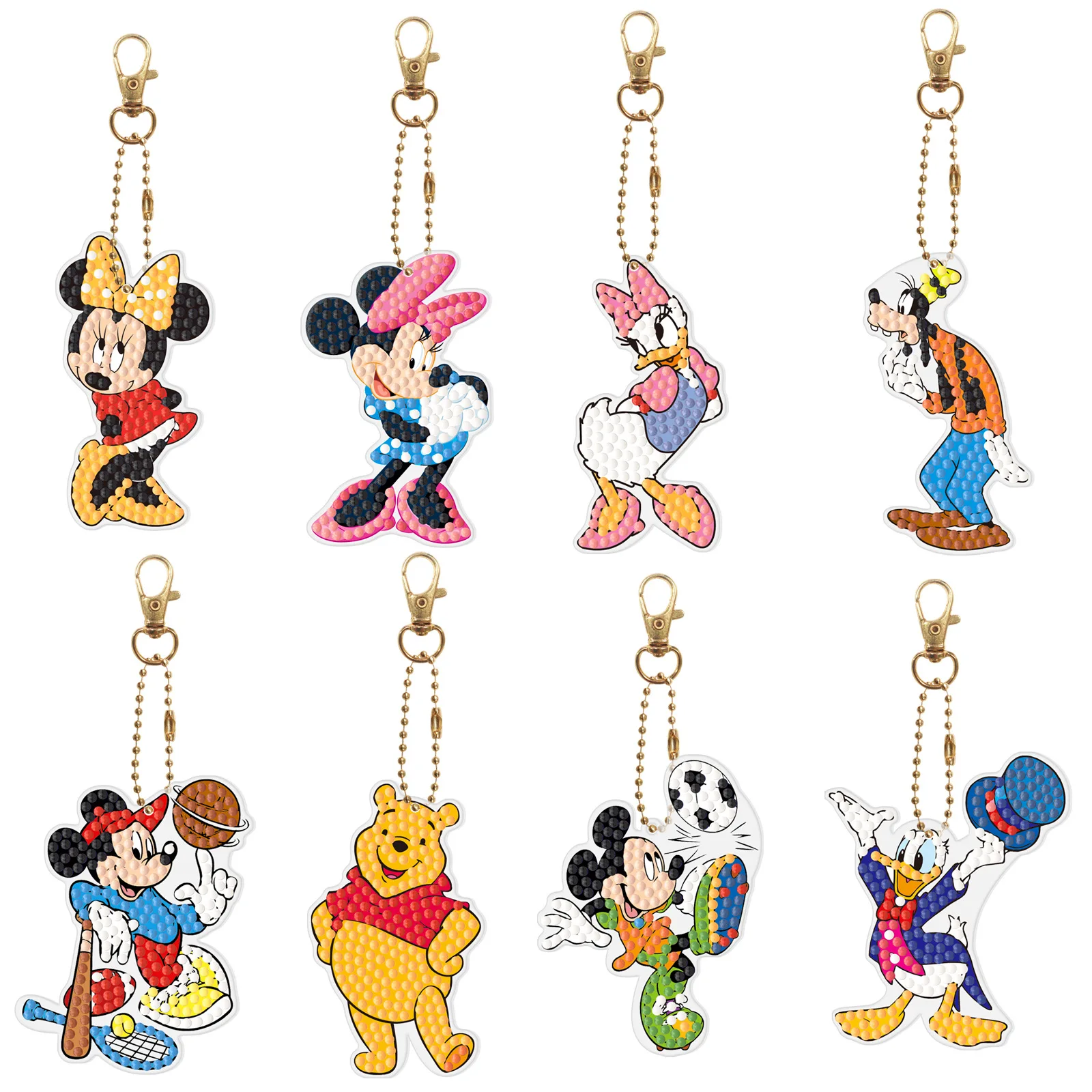 

Mickey Minnie Donald Duck DIY Cartoon Diamond Painting Keychain Kids Birthday Gift Cartoon Bag Pendant Souvenirs