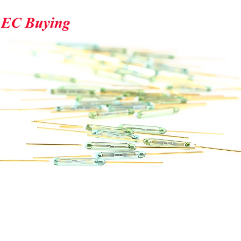 2Pcs-100Pcs MKA-14103 2x14mm Reed Switch Green Glass Normally Open NO Contact 2*14mm For Sensors Magnetic Control Switches