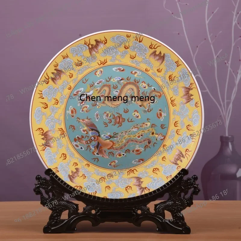A74Imitation enamel character ceramic decoration, hanging plate antique large appreciation plate