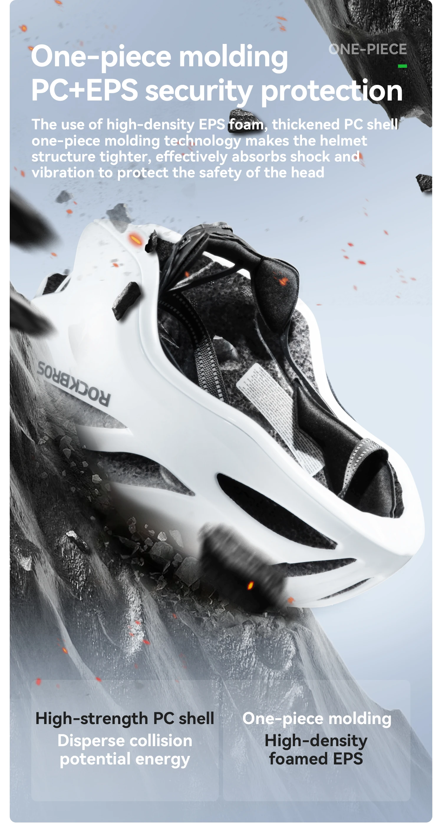 ROCKBROS Kinder-Fahrradhelm, atmungsaktiv, leicht, mit hochdichtem Schaumstoff, einteilig geformt, stoßdämpfend, Jugendhelm. – Detail 7