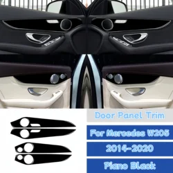 For W205 Mercedes Benz C GLC Class 2014-2020 Piano Black Car Interior Door Panel Decoration Cover Trim Sticker Auto Accessoires