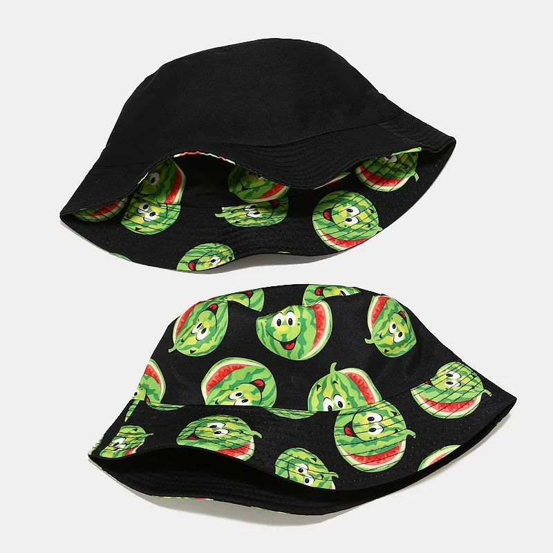 Kreative bedruckte Eimerkappe mit Fruchtmuster, Unisex, Freizeit-Fischerhut für den Außenbereich, Sommer-Strand-UV-Schutz-Sonnenhut, Panama-Bob – Detail 15