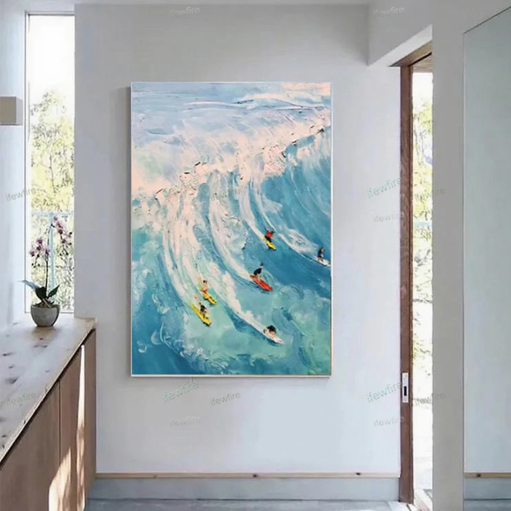 

Nordic Canvas Home Decor Wall Art Hand-Painted Oil Painting Abstract Seascape Sailing Boat Gold Foil Texture Canvas Wall Picture
