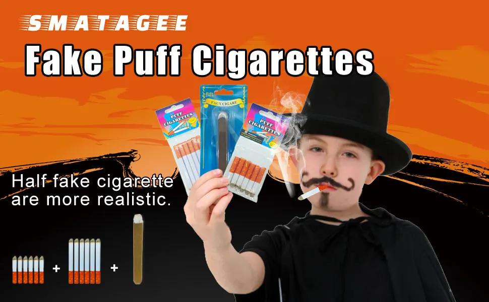 fake vapes that blow smoke Fake Puff Cigarettes That Blow Smoke (6 Cigarettes + 6 Half Cigarettes + 1  Cigars) Joke Faux Cigars Realistic Look - Prop for Pr