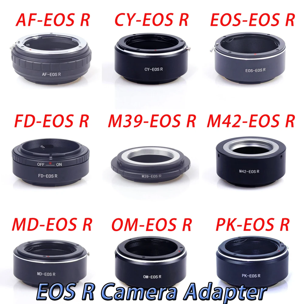 EOS FD Leica R LR LM M39 M42 Sony Alpha Minolta MD AF Olympus OM Pentax PK CY T2 Lens to Canon EOS RF EOSR Camera Adapter + CAP