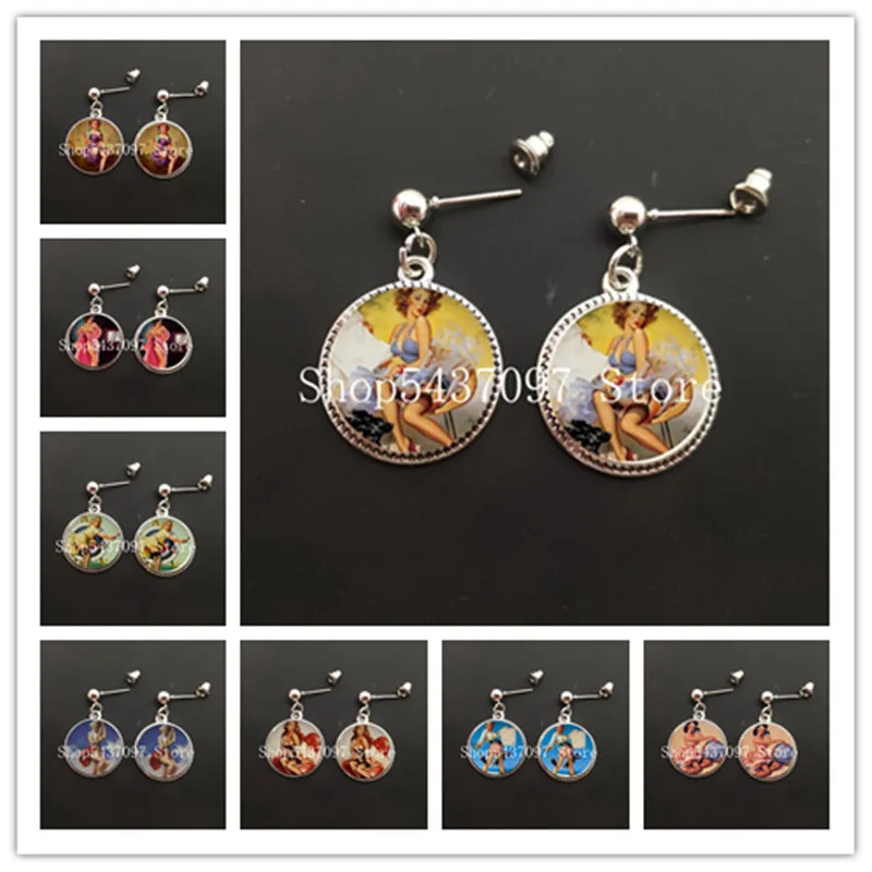 

Sexy lady glass cabochon earrings fashion girl pendant earrings fashion hot women earrings ladies earrings jewelry