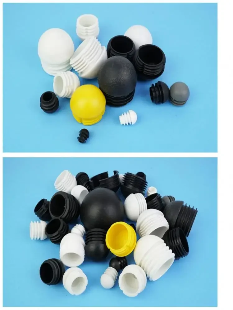 2-10Pcs Furniture Steel Pipe Round Rubber Plug Spherical Head Plastic Plug End 13-76mm Chair Foot Cover Furniture Accessories