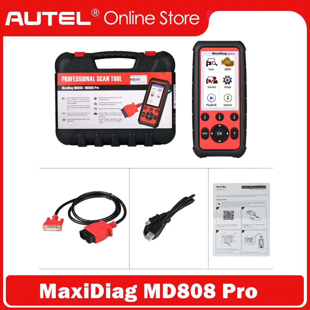 

Autel MaxiDiag MD808 Pro All System Scanner Support BMS/ Oil Reset/ SRS/ EPB/ DPF/ SAS/ ABS Lifetime Free Update