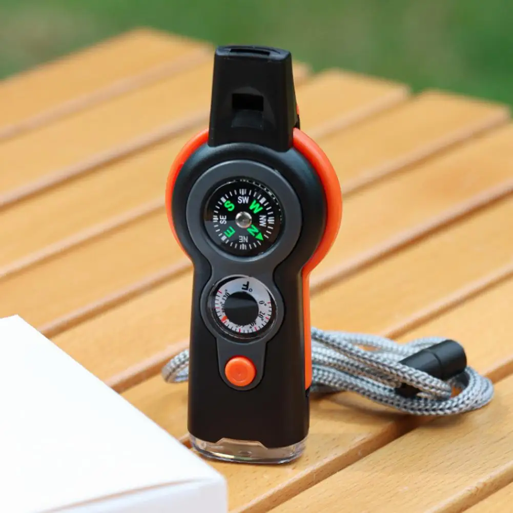 7 in 1 Survival Whistle Outdoor Multifunctional Whistle With Compass Thermometer Referee Whistle Camping Hiking Equipment Tools