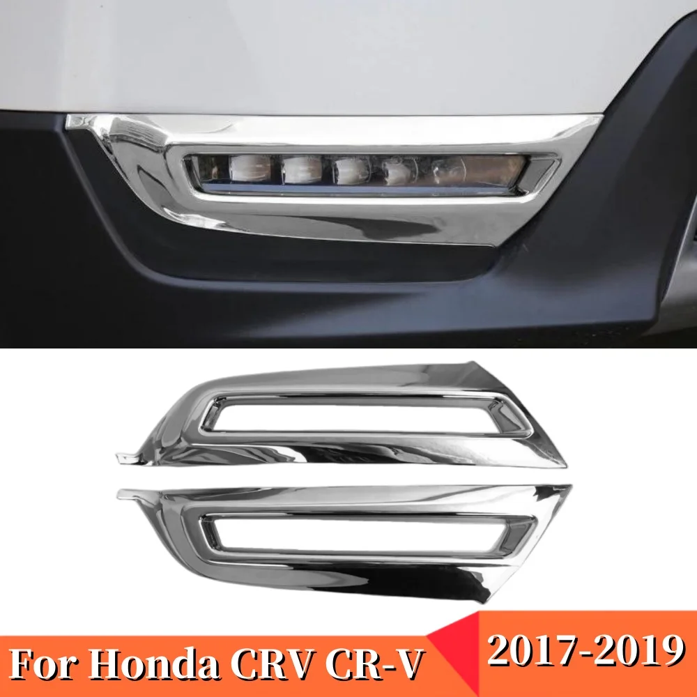 

2Pcs Car Front Fog Light lampshade decoration Cover Trim Accessories ABS Chrome Auto Styling For Honda CRV CR-V 2017 2018 2019