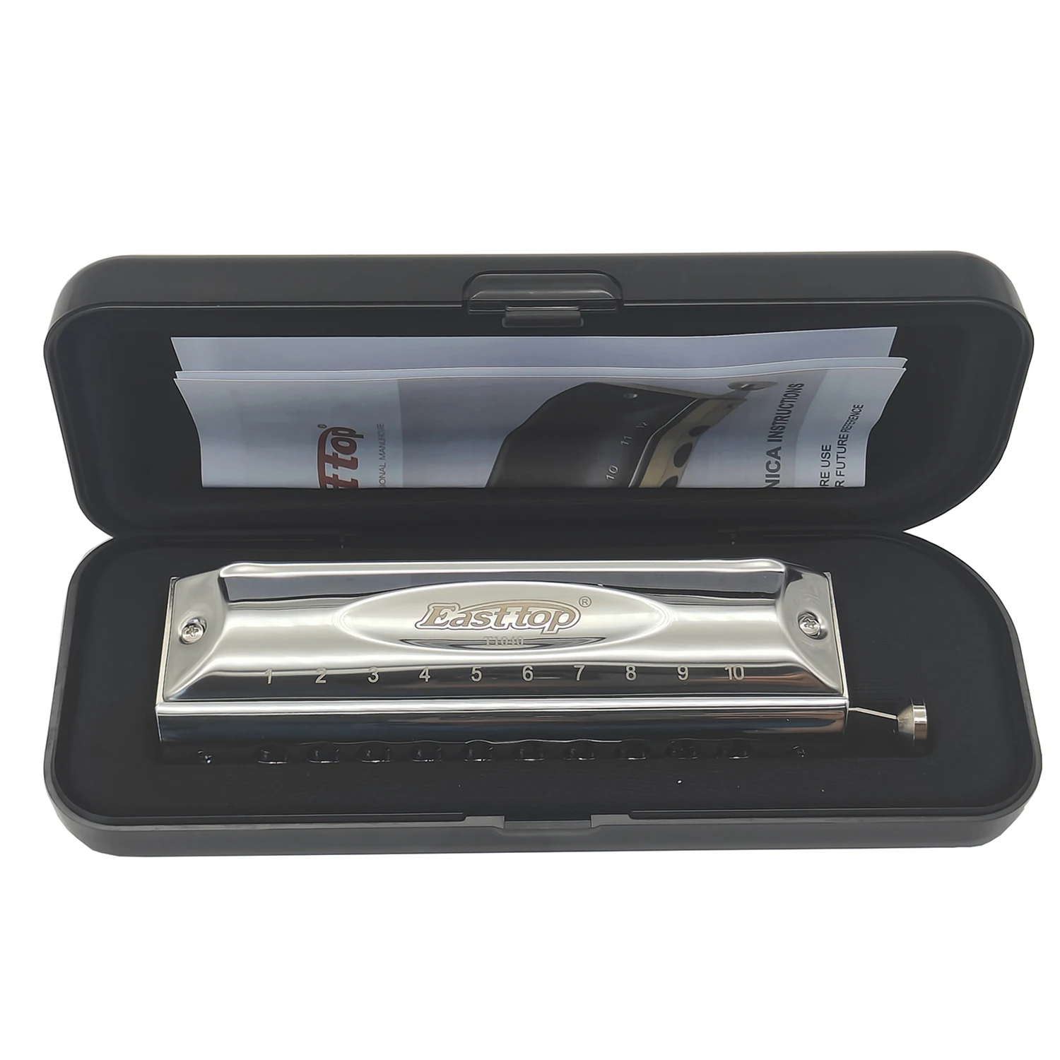 

T10-40 Chromatic Harmonica Key of C,10 Holes 40 Tones Professional Mouth Organ with Slide for Adults, Professionals and Students